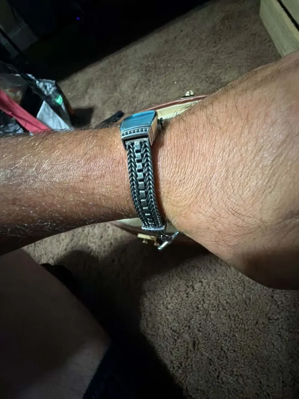 Saddle River Women's Watch Turquoise Dial Sterling Woven Bracelet Toggle Closure